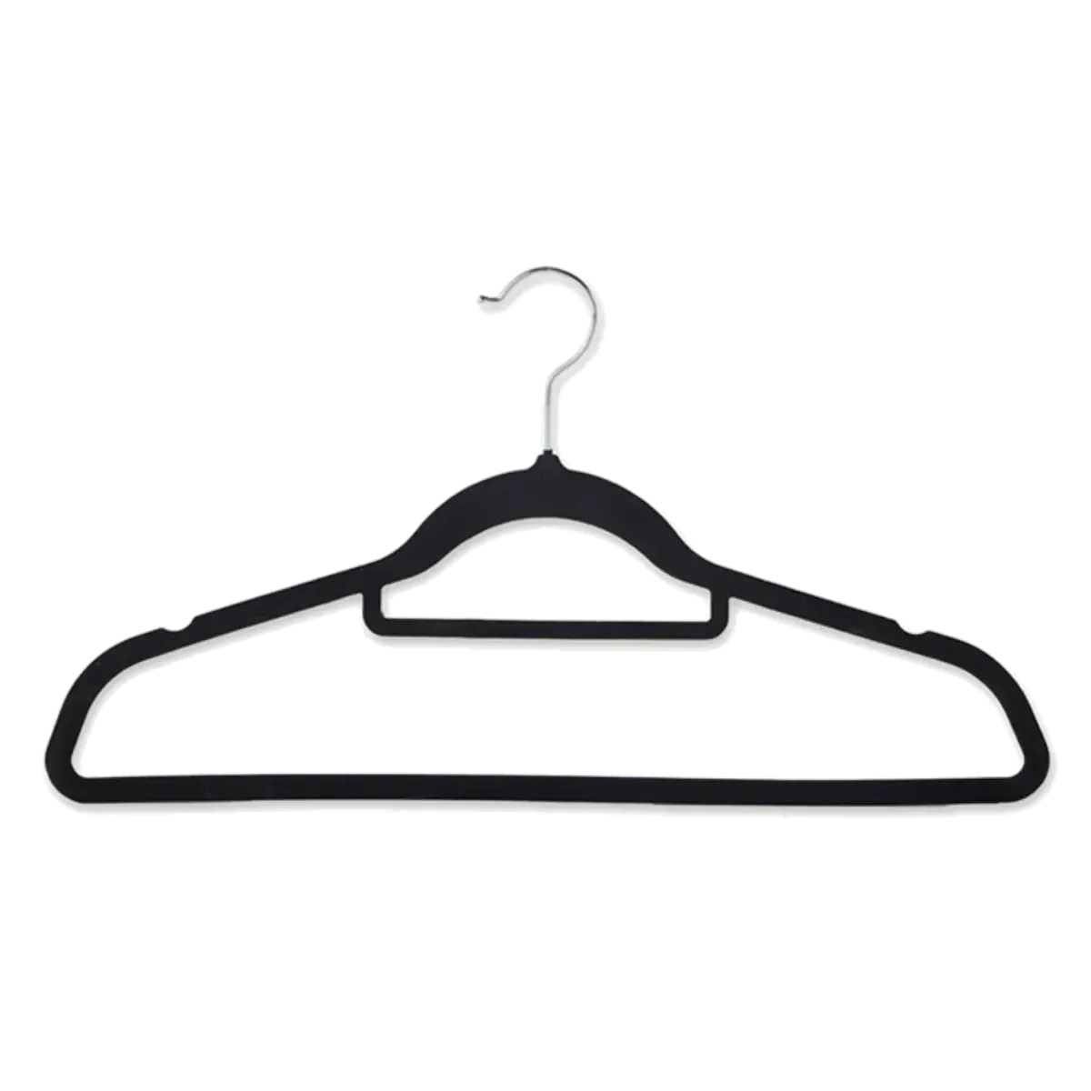 Velvet Coat Hangers, Slimline & Space-Saving, With Tie Scarf Bar 40cm - Black, Ivory, Grey