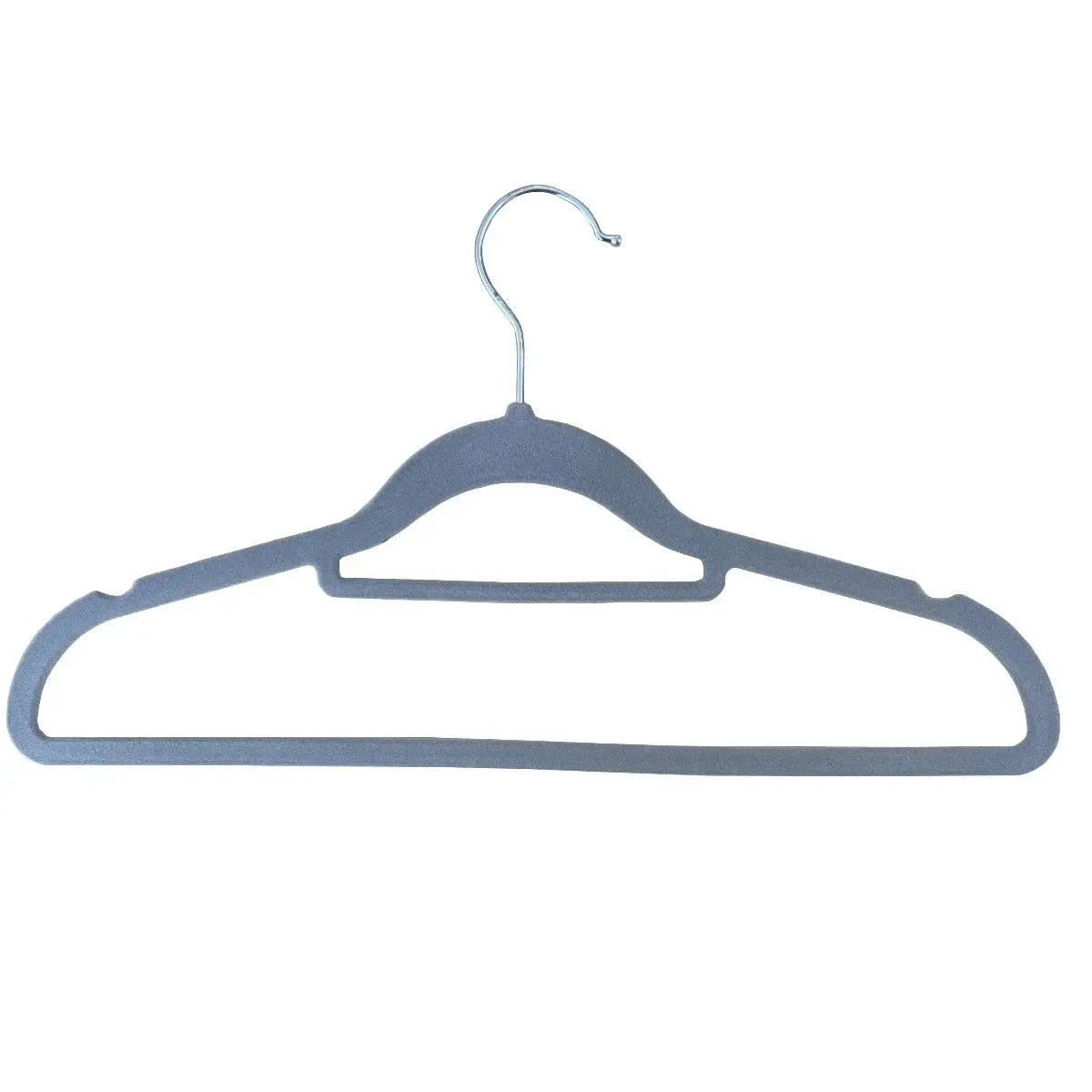 Velvet Coat Hangers, Slimline & Space-Saving, With Tie Scarf Bar 40cm - Black, Ivory, Grey