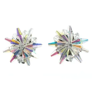 Vintage Aurora Borealis Crystal Star Earrings, Clip On