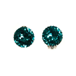 Vintage Austria Blue Aqua Headlight Rhinestone Earrings
