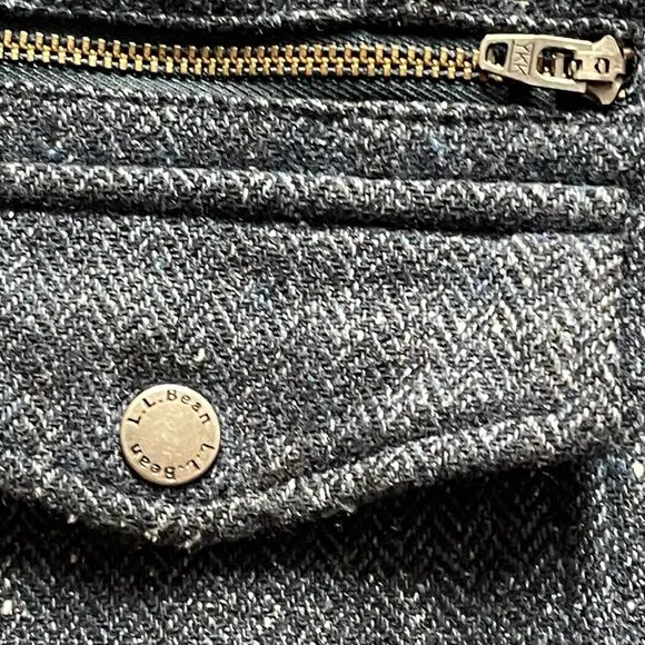 Vintage LL Bean Stonington Herringbone Tweed Jacket Womens Size M Elbow Patch