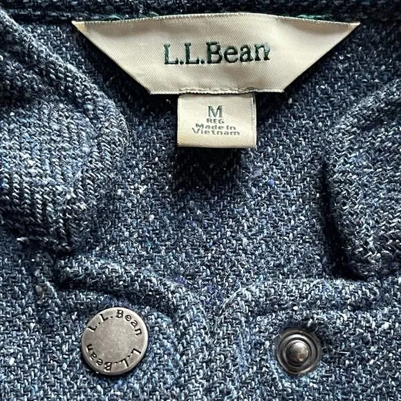 Vintage LL Bean Stonington Herringbone Tweed Jacket Womens Size M Elbow Patch