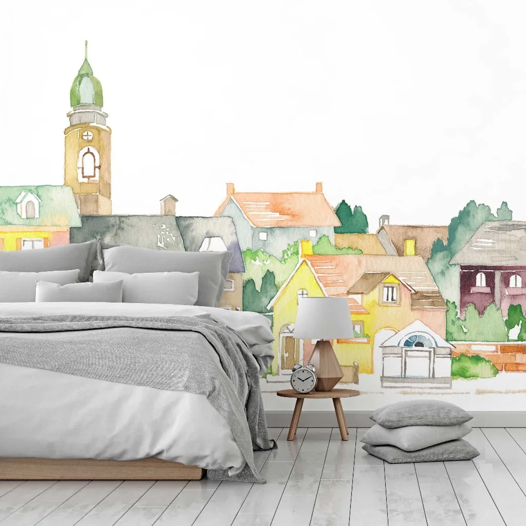 Watercolor Castle Wallpaper Mural