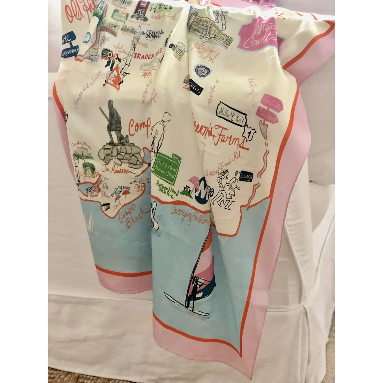 Westport Silk Scarf -Blue or Cream