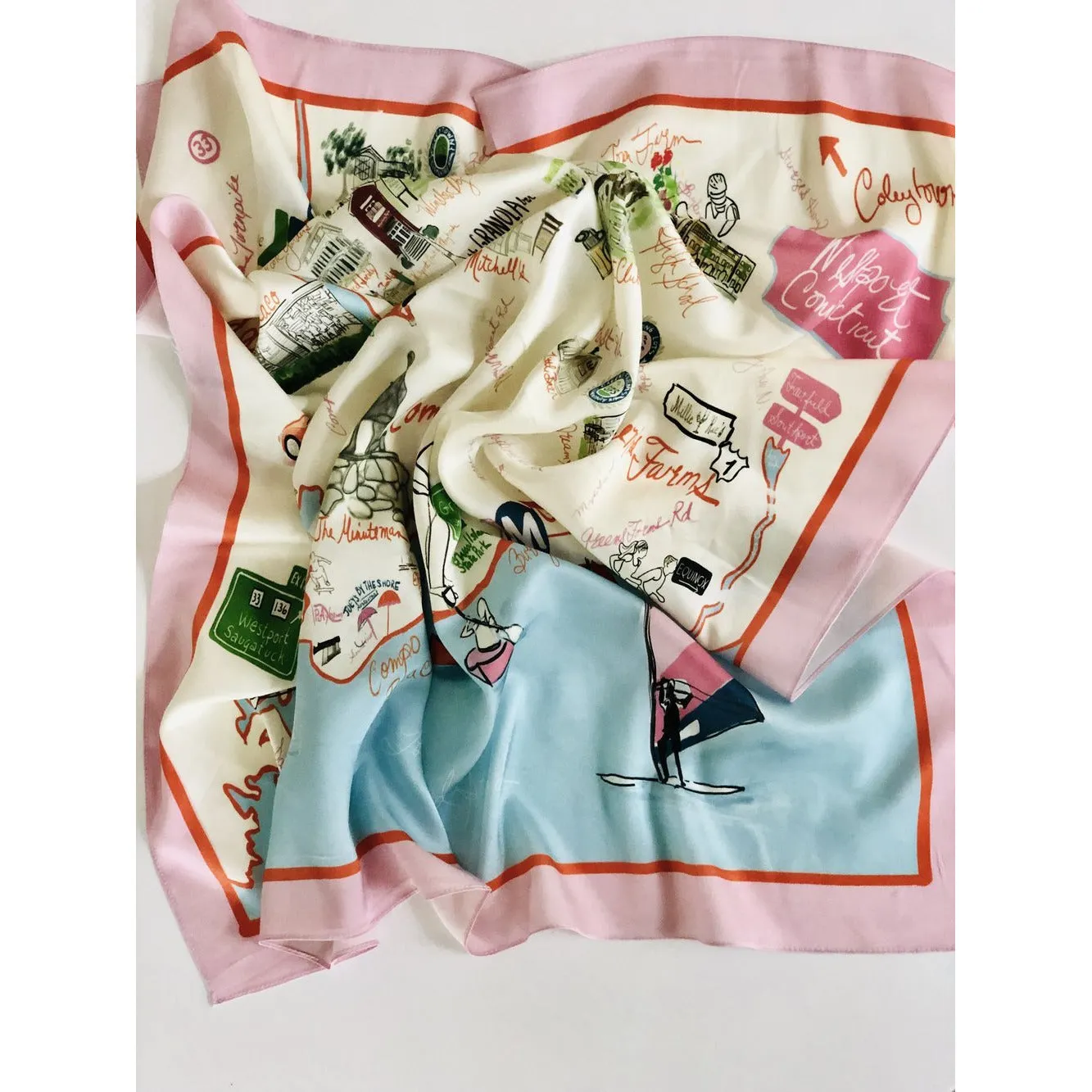 Westport Silk Scarf -Blue or Cream