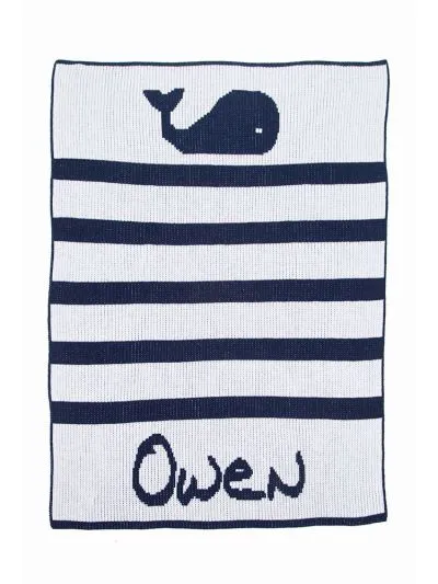 WHALES & STRIPES STROLLER BLANKET