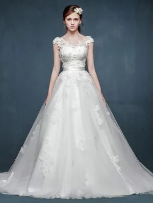 Whimsical Floral Lace A-line Wedding Dress