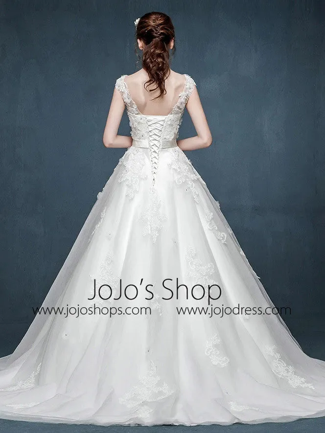 Whimsical Floral Lace A-line Wedding Dress