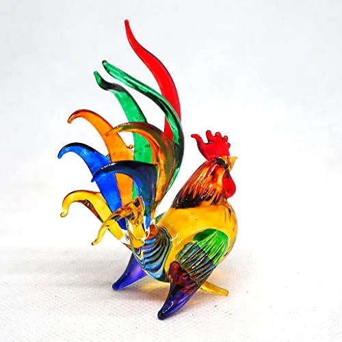 Whimsical Glass Chicken Figurine - A Playful Accent for Farmhouse or Country-Inspired Décor