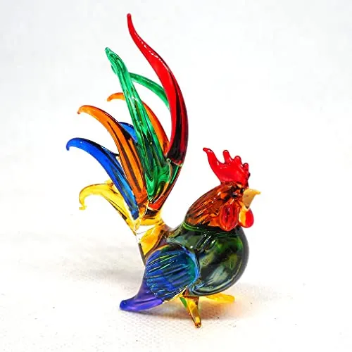 Whimsical Glass Chicken Figurine - A Playful Accent for Farmhouse or Country-Inspired Décor