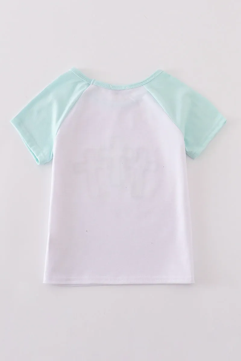 White Cross He Is Risen Glitter Embroidery Mom&me Top
