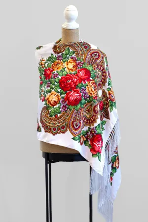 White Slavic Rectangle Scarf