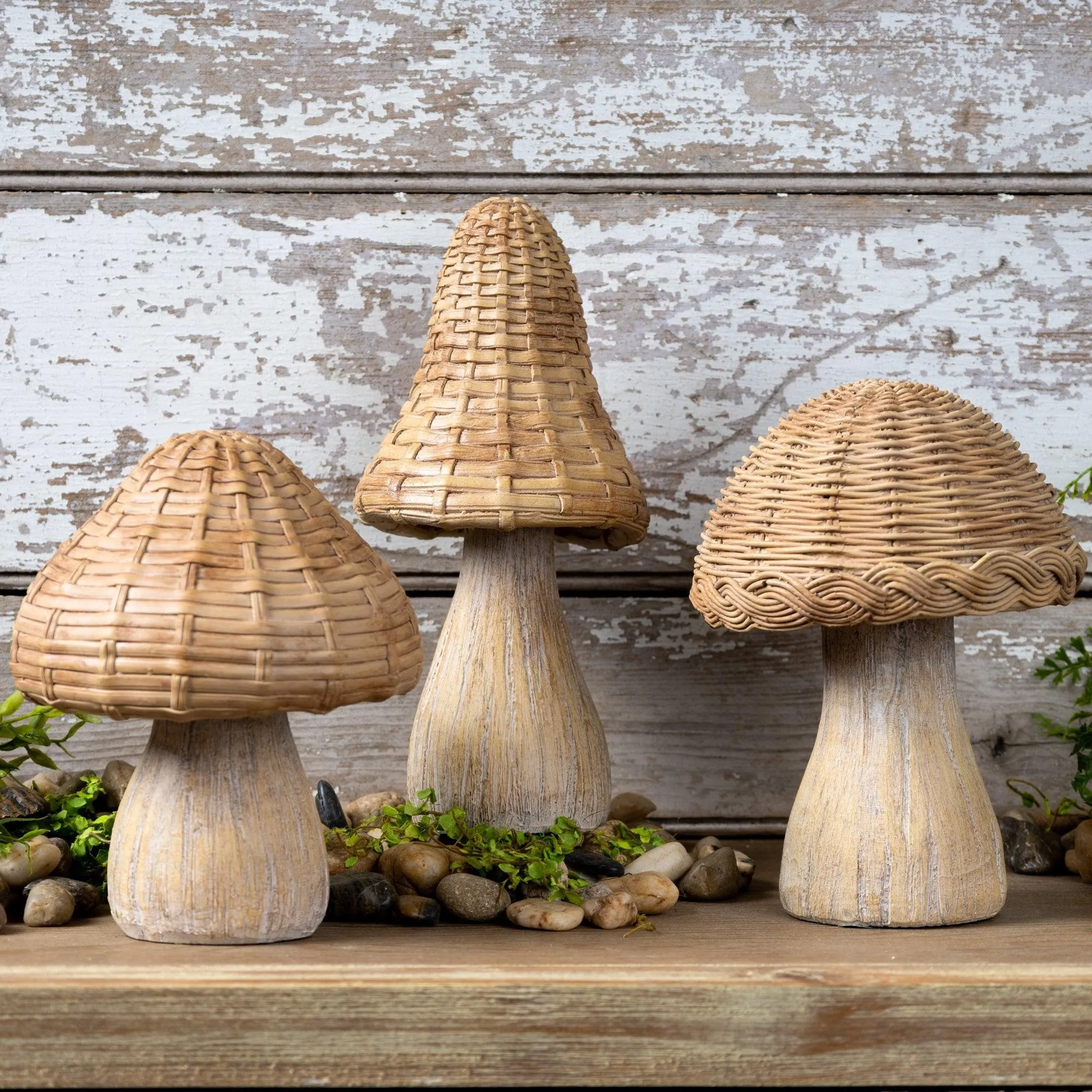 Wicker Mushroom Decor (Set of 3)