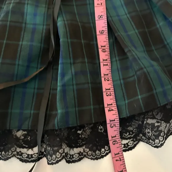 Widow X Dolls Kill Green Plaid Charm School Dropout Lace Trim Mini Skirt NWT 3X