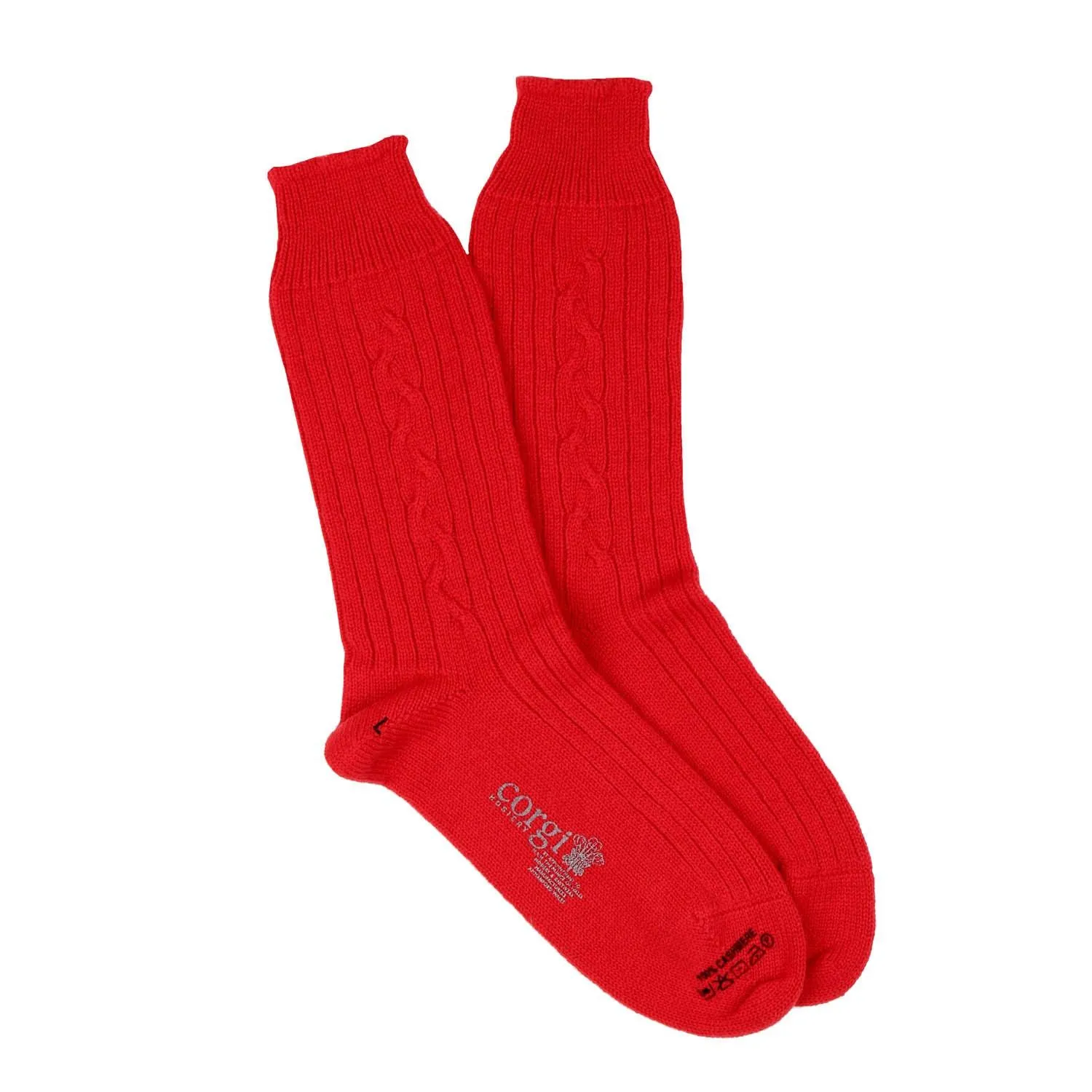 Women's Handmade Single Cable Pure Cashmere Socks