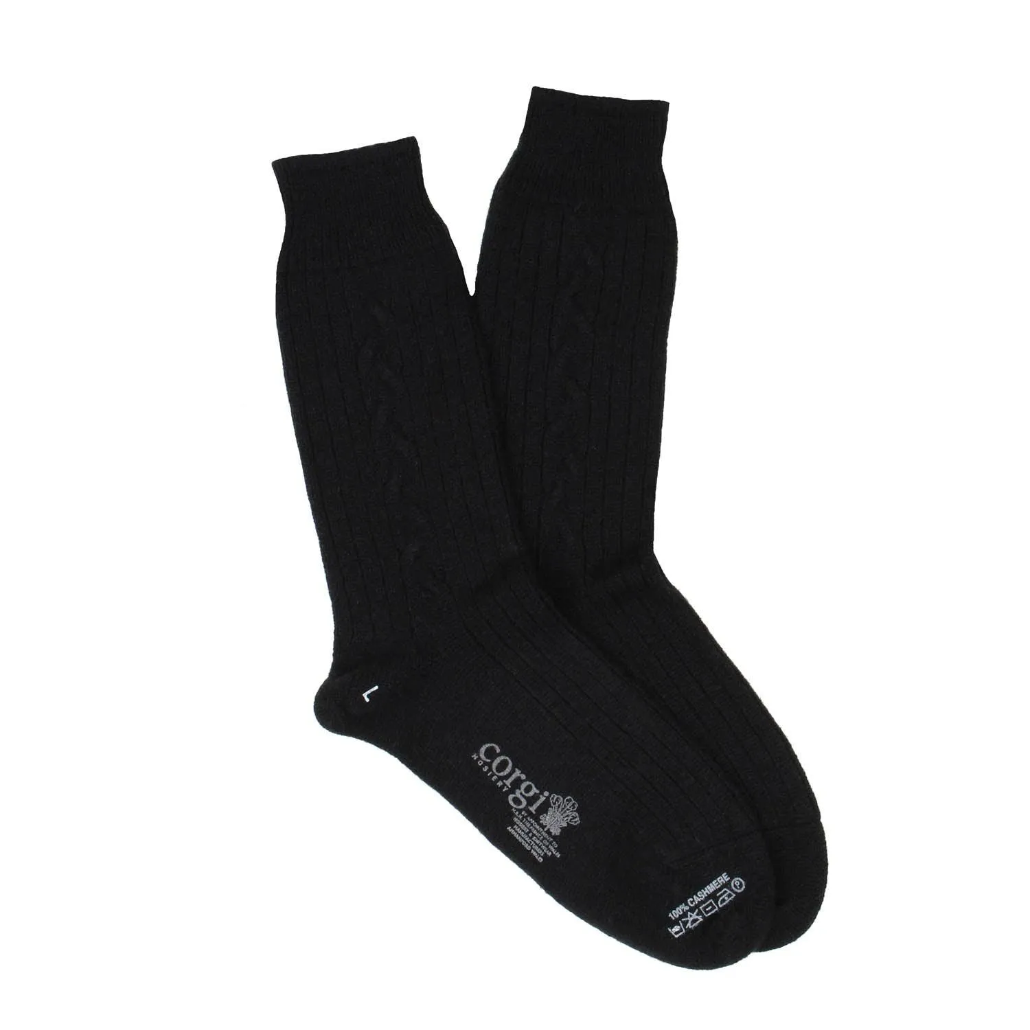 Women's Handmade Single Cable Pure Cashmere Socks