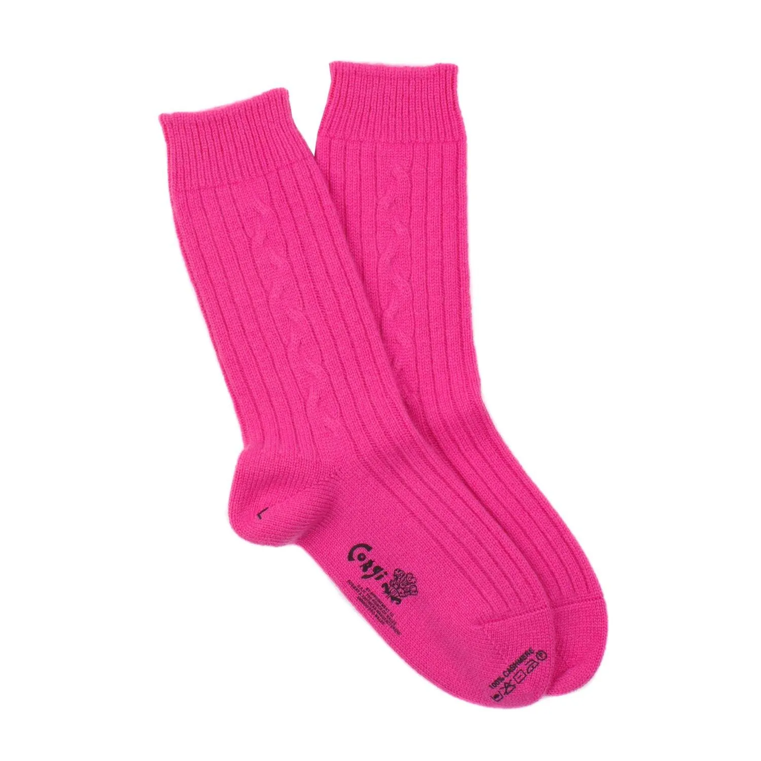 Women's Handmade Single Cable Pure Cashmere Socks