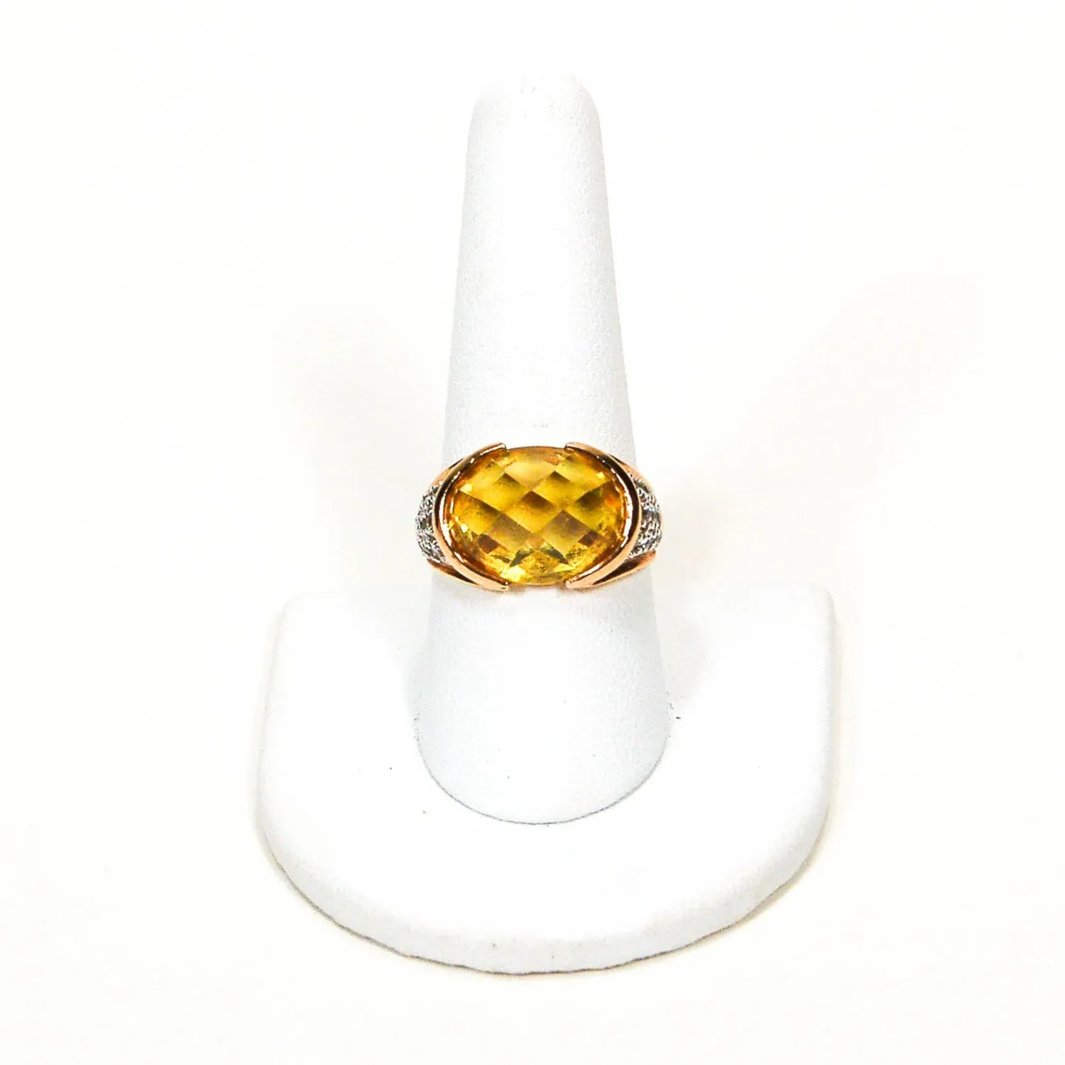 Yellow Citrine Crystal Cocktail Ring