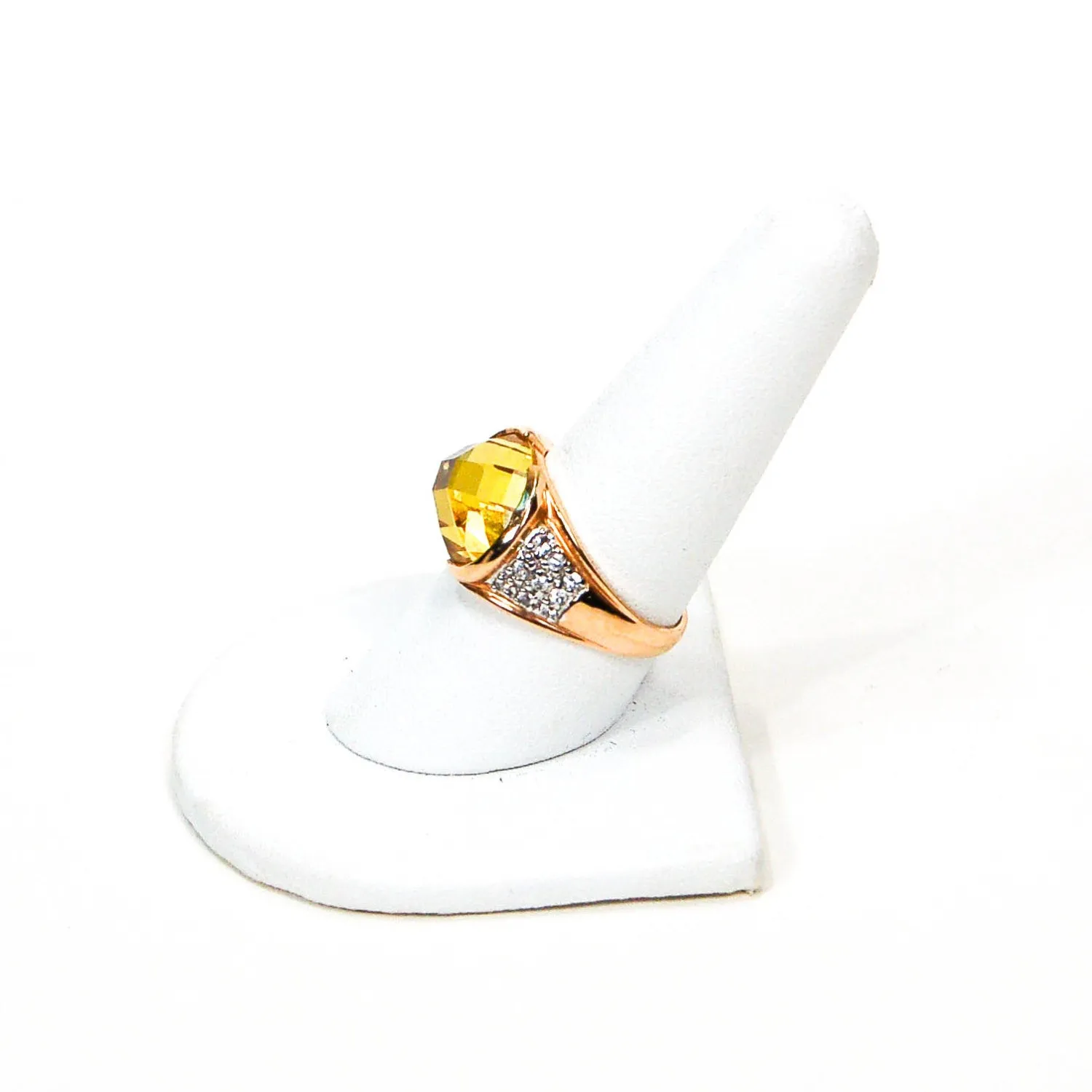 Yellow Citrine Crystal Cocktail Ring
