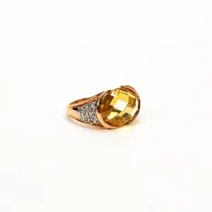 Yellow Citrine Crystal Cocktail Ring